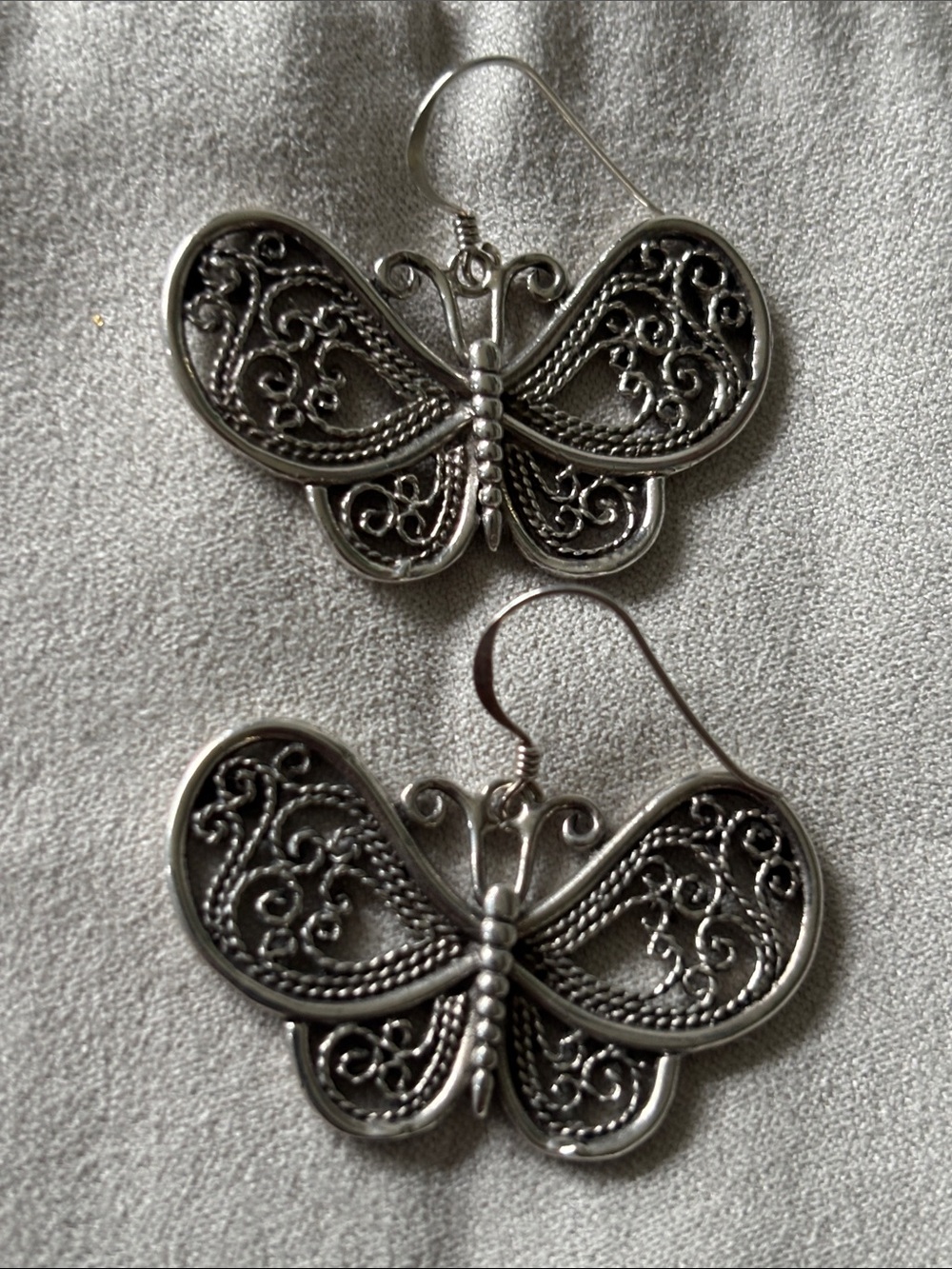 925 Silver vintage Butterfly Filigree Drop Earrings - Women's Jewelry